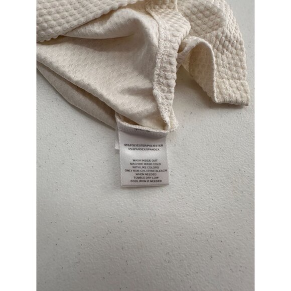 Sag Harbor Stretch Knit Top Studded Neckline Ivory Textured Size 3X Waffle Knit - Picture 5 of 7